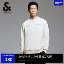 杰克琼斯 男士美式复古字母印花加绒卫衣 224333089