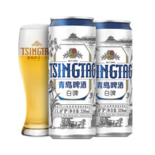 青岛啤酒 TSINGTAO 白啤330mL*12罐*2件（赠福禧罐500ml*4罐）