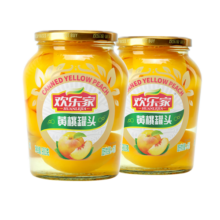 欢乐家黄桃雪梨水果罐头900g*2瓶 糖水新鲜橘子椰果果肉 大瓶装休闲零食 黄桃900g*2瓶