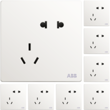 ABB开关插座面板 10A错位斜五孔插座八只装 轩致系列 白色 AF205*8