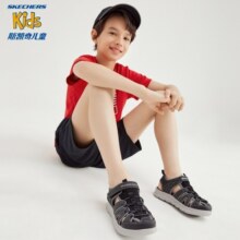Skechers斯凯奇儿童运动凉鞋男童沙滩鞋镂空防滑夏季中大童大头鞋400041L 男童/黑色/灰色/BKGY 27.5
