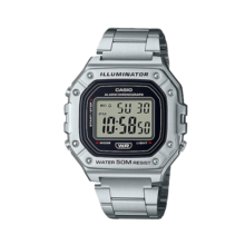 卡西欧（CASIO）复古防水学生电子手表男女情侣夜光小方表 W-218HD-1AVDF