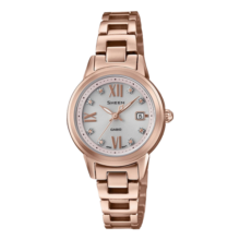 卡西欧（CASIO）手表女SHEEN商务简约镶钻罗马数字石英表送女友礼物SHE-4522CG-4A