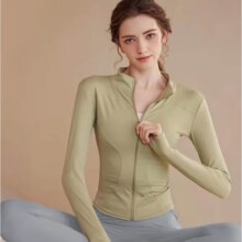plus会员：??徽昂运动套装女瑜伽服套装跑步运动服健身服速干衣立领外套长裤绿灰XL