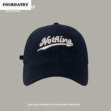 FOURDATRY 棒球帽子男韩国潮牌磨毛刺绣字母