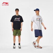 PLUS会员：LI-NING 李宁 LOGO字母印花 圆领T恤 AHSU745