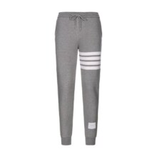 汤姆 布朗（THOM BROWNE）男士棉质抽绳休闲运动裤浅灰色白色条纹 MJQ008H 00535 068 2码