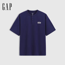 Gap 纯棉刺绣 亨利领短袖 美版729074