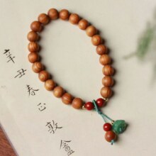 沉香木 手串 0.8单圈糖心崖柏+朱砂莲蓬配饰
