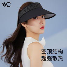 VVC 遮阳帽男女夏季新款防晒帽防紫外线镂空绣花太阳帽透气空顶帽子 时尚黑券后39元