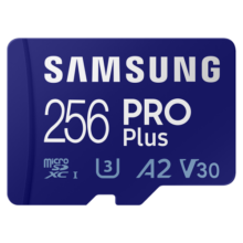 三星（SAMSUNG）256GB TF MicroSD 内存卡 4K高速蓝卡 U3A2V30 读速180MB/s 游戏机无人机运动相机存储卡 PRO Plus