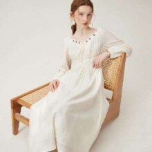 FANSILANEN范思蓝恩 女士中式连衣裙 收腰茶歇裙