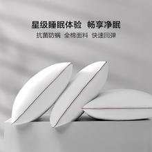 百丽丝 家纺枕头全棉面料抗菌防螨快速回弹亲肤柔软枕芯一对装 全棉抗菌防螨对枕芯(扁平型) 48cm ×74cm