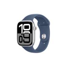 Apple/苹果 Watch Series 10 智能手表GPS款46毫米银色铝金属表壳丹宁色运动型表带M/L MX223CH/B