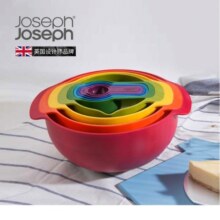 JOSEPH JOSEPH彩虹厨具彩虹盆9件套烘焙工具量勺刻度勺烘培搅拌碗盆沥水洗菜 红色九件套  40080