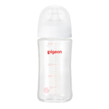 贝亲（Pigeon）婴儿玻璃奶瓶第3代 耐热仿母乳质感宽口径自带奶嘴M号240ml透明