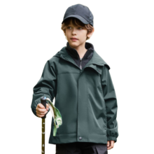 雪中飞kids新款男女童户外连帽登山服三合一夹克防风外套 松针绿 130