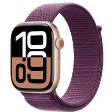 苹果 Apple Watch Series 10 GPS款 智能手表 46mm 玫瑰金色铝金属表壳 梅子色回环式运动表带