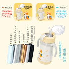 膳魔师儿童水杯316l不锈钢保温杯学生保温杯婴儿宝宝吸管杯耐磨防摔TCKE 柯基 吸管杯 320ml（双耳把手）