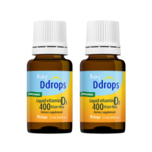 Ddrops【官方】滴卓思婴儿ad滴剂钙吸收视力发育 维生素ad婴幼儿 ad同补 【出生-1岁】D3滴剂400IU*2瓶