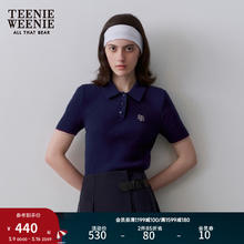 TEENIE WEENIE 小熊女装2024春季简约学院风短袖毛针织衫 藏青色 170/L