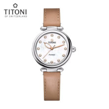 梅花（Titoni）瑞士手表 炫美系列 机械皮带女表 33.5mm23978-S-STB-622 礼物
