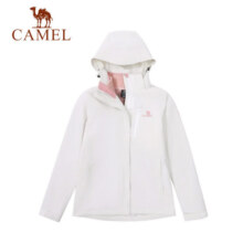 CAMEL骆驼户外 情侣款冲锋衣可拆卸三合一冲锋衣简约潮流防风外套 U1W1TR342，丁香紫，女 XL