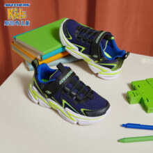Skechers斯凯奇童鞋男童运动鞋春秋4-12儿童跑步鞋轻质活力大童鞋403603L 黑色/海军蓝色/BKNV 27.5