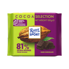 瑞特滋（RITTER SPORT）加纳系列81%特浓黑巧克力 休闲零食糖果礼物送男女友 100g