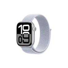 再降价、plus:Apple/苹果 Watch Series 10 智能手表GPS款42毫米银色铝金属表壳青云色回环式运动表带MX1L3CH/B