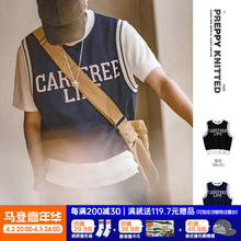 马登 【4.2晚8-4.3】马登工装 学院风针织背心圆领无袖套头衫