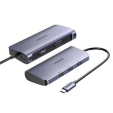 绿联Type-C扩展坞HDMI投影拓展坞VGA高清转换器USB转接头PD充电器通用Mac笔记本电脑转接口扩展器