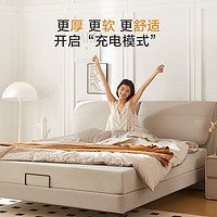 某东京造 大象耳朵猫抓皮床 加厚排骨架高脚床1.8×2米 柔纱白