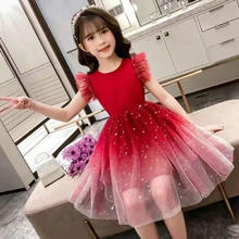 温小影 HELLO YING 女童夏装新款2025洋气星空渐变短袖