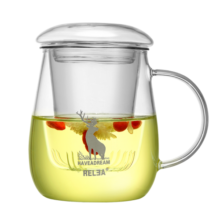 物生物（RELEA）茶杯男女士茶水分离杯玻璃杯带过滤水杯办公泡茶杯子耐高温花茶杯