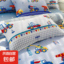 纯棉100%枕套全棉枕头套家用48*74单只装儿童卡通枕套 花色随机 30*50cm