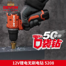 大有（Devon）大有5208锂电钻无刷口袋钻12V手电钻家用多功能电动工具充电电钻 5208 2.0Ah单电快充