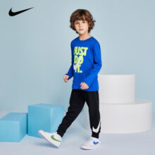 NIKE耐克男女童【长袖T恤+长裤2件套】春秋儿童长T裤子套装小童装 幸福蓝 120 /60 【建议身高110-116cm】