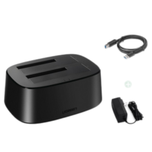 绿联 移动硬盘盒底座2.5/3.5英寸USB3.0 SATA台式笔记本机械固态ssd外置硬盘盒子 双盘位