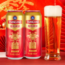 TSINGTAO青岛啤酒 福如东海10度红罐啤酒500mL*12罐整箱装