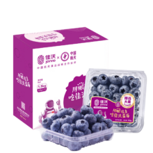 再降价、plus会员：佳沃 云南蓝莓18mm+ 12盒装 约125g/盒 新鲜水果