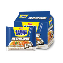 今麦郎 方便面一袋半大面块速食 鲜虾鱼板味5连包