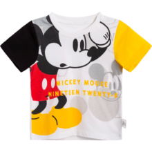 迪士尼宝宝（Disney Baby）迪士尼童装儿童T恤米奇米妮印花圆领短袖T恤纯棉 男童本白(S1718) 5岁/身高120cm