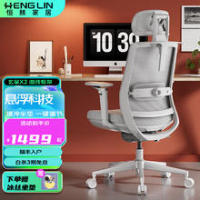 恒林家居 HENGLIN 家居 玄星X2人体工学椅家用电脑椅午休可躺椅舒适久办公转椅 轻奢灰