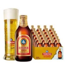 青岛啤酒 高端小棕金 金质小瓶 296ml*24瓶*2件 送随机500ml*6罐+扎啤杯