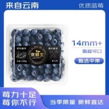京鲜生 黑标云南蓝莓 14mm+ 125g*4盒装*2件