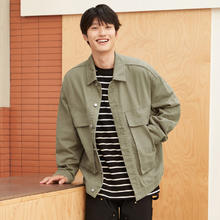 gxgjeans gxg.jeans男装牛仔夹克2024年秋季宽松军绿色翻领外套 军绿