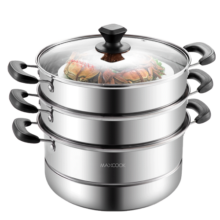 美厨（maxcook）三层蒸锅 26cm不锈钢蒸锅加厚复底蒸煮两用 电磁炉燃气通用MZB-26