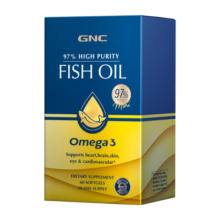 GNC【老爸评测抽检认证】健安喜97%鱼油深海高纯度omega-3成人中老年 【单盒装】1盒（60粒）