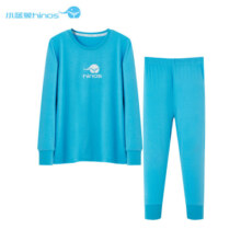 小蓝象（hinos）儿童睡衣排汗速干春秋冬季男女童居家服空调服秋衣秋裤保暖内衣 蓝色  基础排汗长袖长裤 100